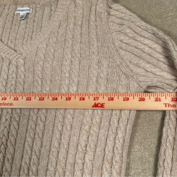 Croft & Barrow Tan Heathered Cable Knit‎ V Neck LS Sweater 100% Cotton Womens XL - Picture 5 of 11